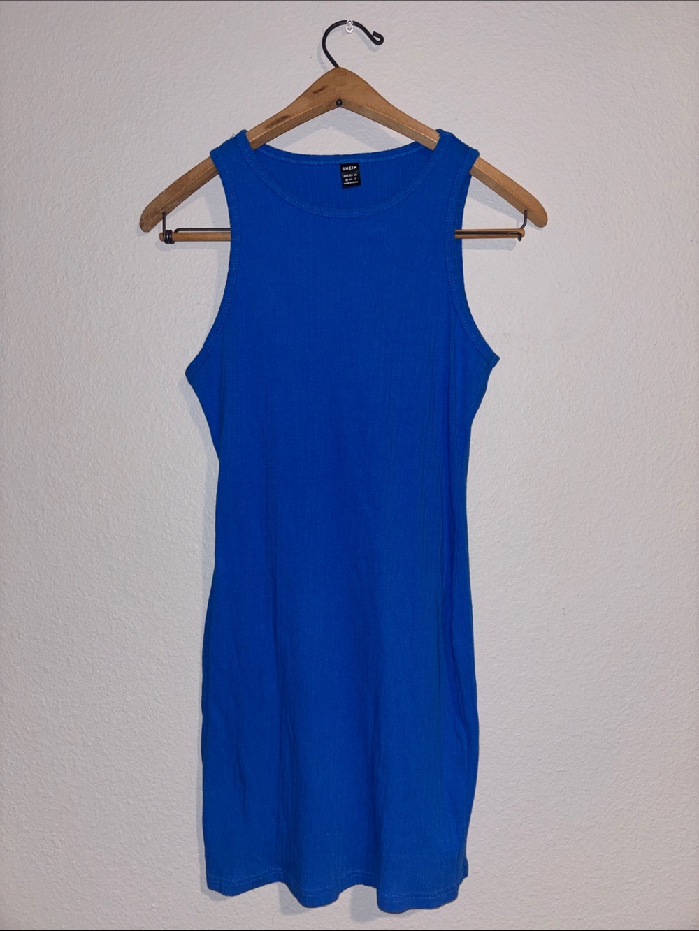 SHEIN Royal Blue Ribbed Sleeveless Mini Dress